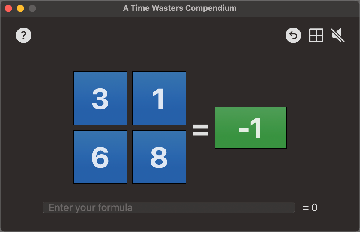 Number Combinations Game screen