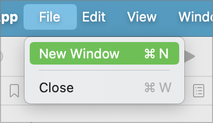 File New Window Menu