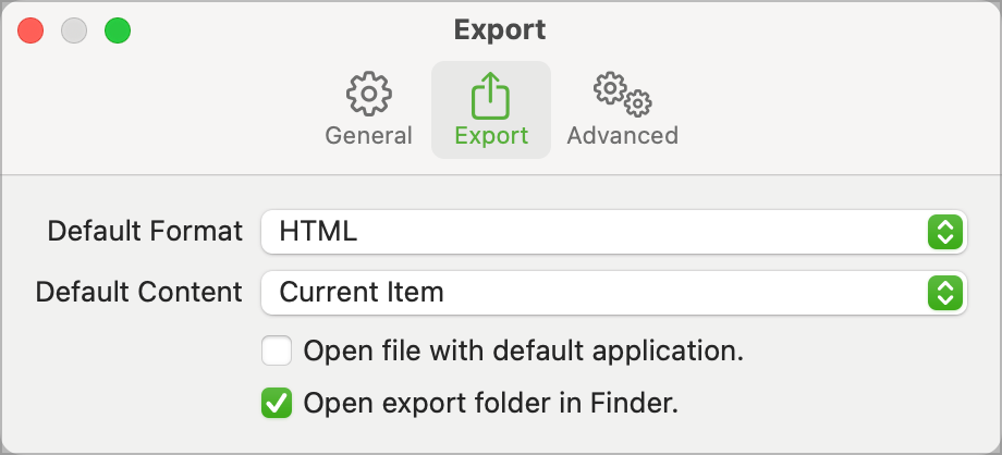 Export Settings