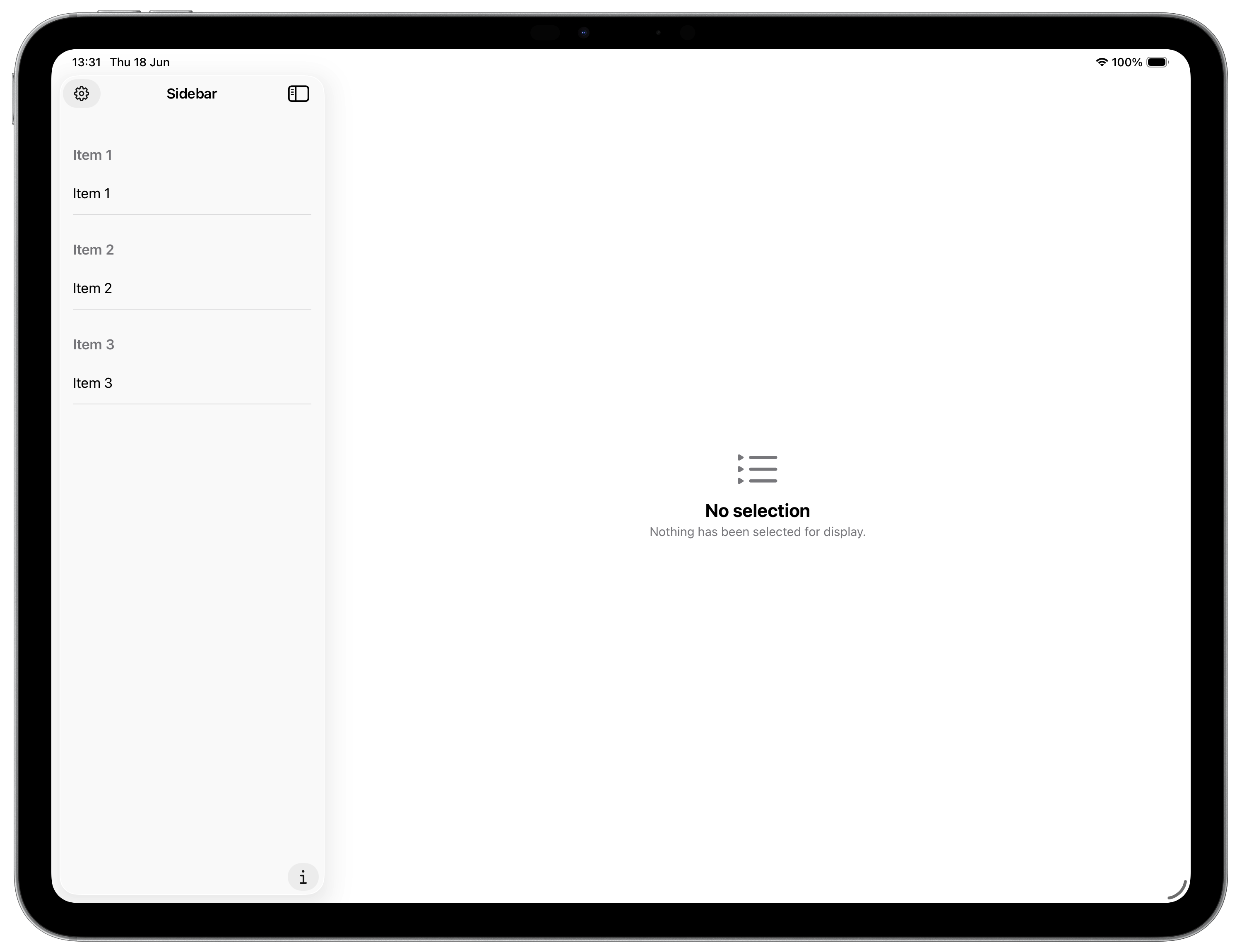 Template Screen